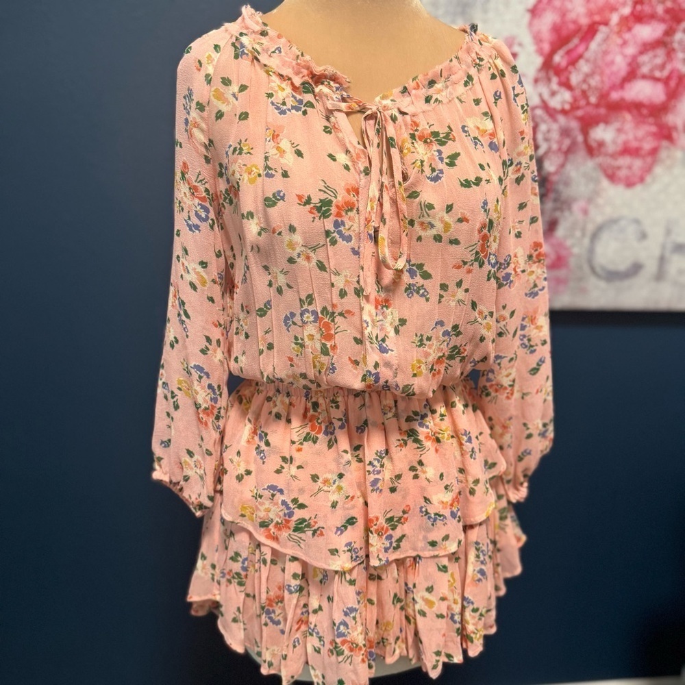 LoveShackFancy Popover Dress Floral Pink Ruffle Dress XS - Picture 7 of 8